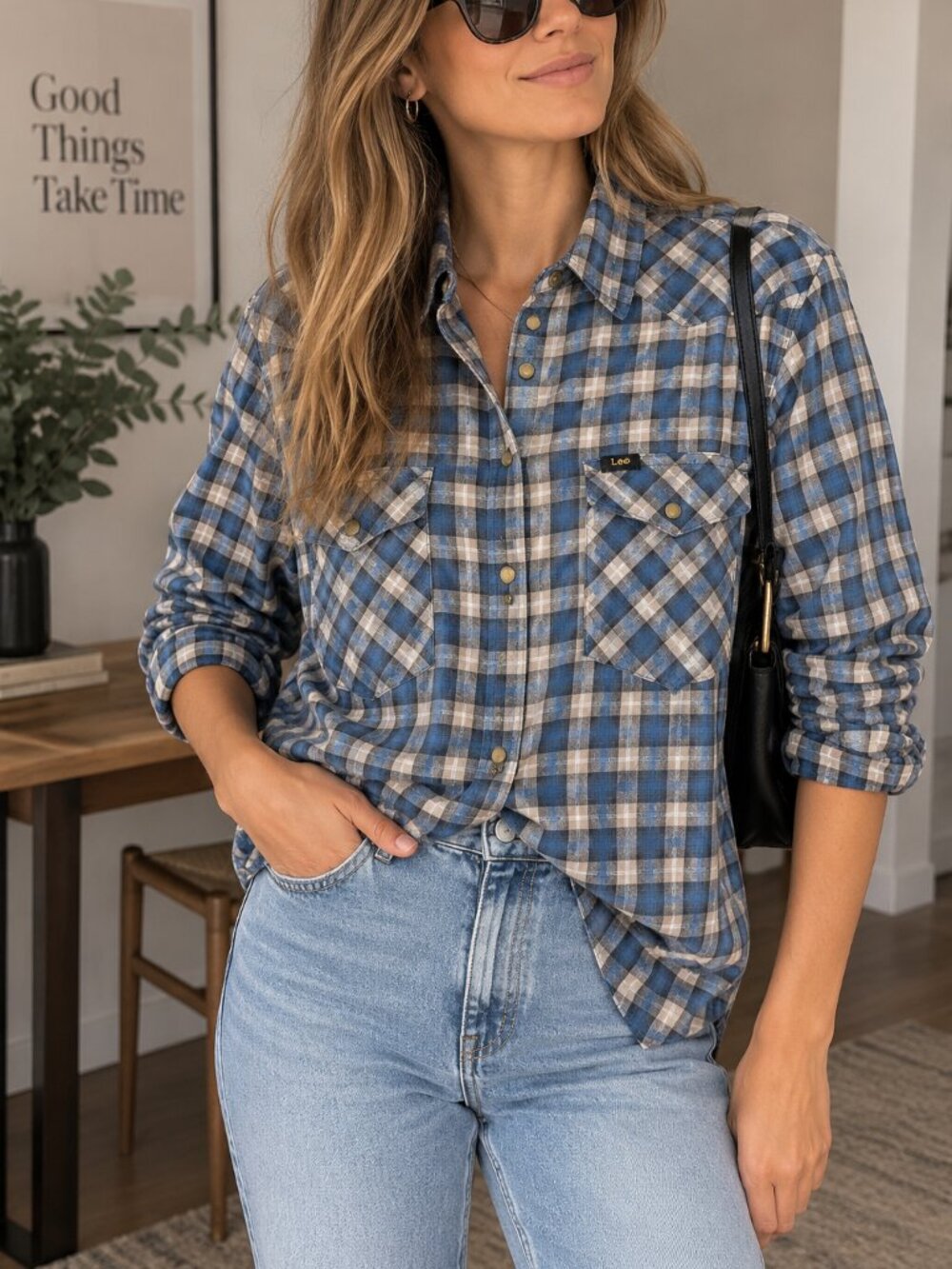 Lee Plaid Western Shirt – Size L